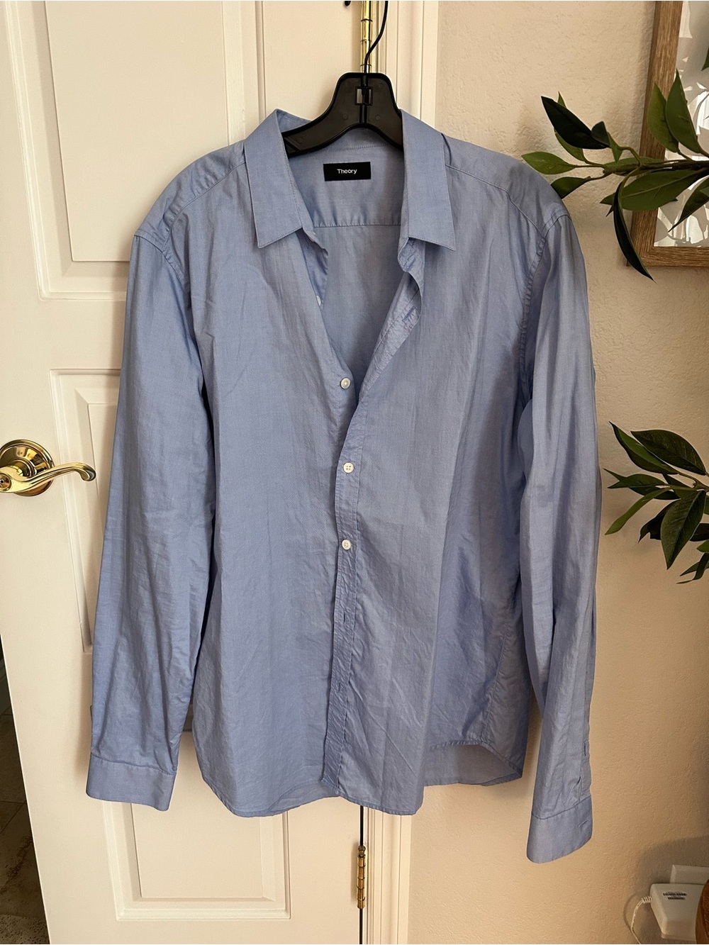 Theory Men's Pale Blue Long-Sleeve Dress Shirt